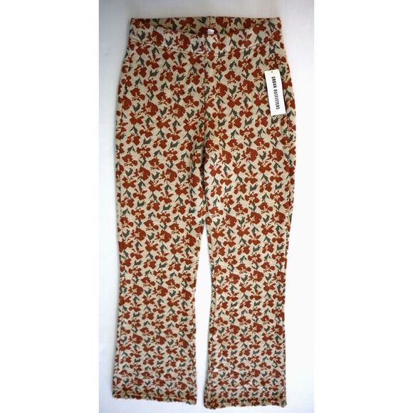 Urban Outfitters OB1575976 Women's Sz M Floral Elastic Waist Brocade Flare Pants - Picture 1 of 7